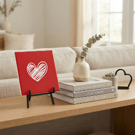 Azulejo Decorativo Coração Vermelho Minimalista