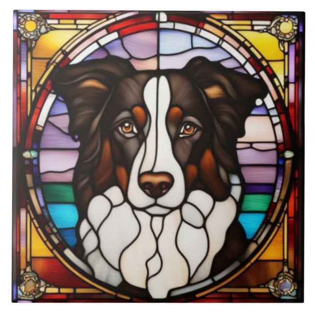 Azulejo Decorativo de Border Collie Fofo (Frente)