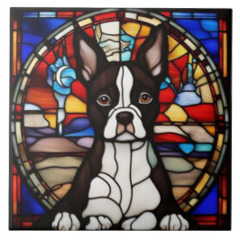 Azulejo Decorativo de Boston Terrier Fofo
