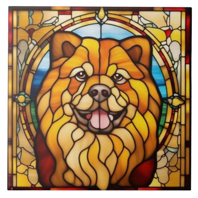 Azulejo Decorativo de Chow Chow Fofo (Frente)