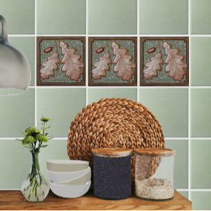 Azulejo decorativo de folhas de carvalho, cerâmico