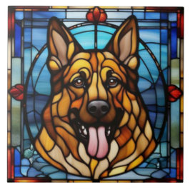 Azulejo Decorativo de Pastor Alemão Fofo