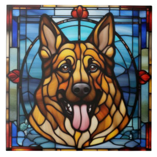 Azulejo Decorativo de Pastor Alemão Fofo