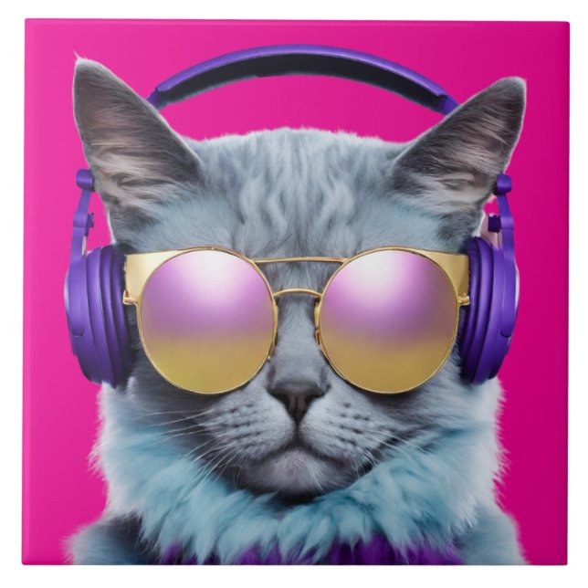 Azulejo decorativo de Turquesa Cat (Frente)