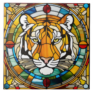 Azulejo decorativo de vidro colado Tiger