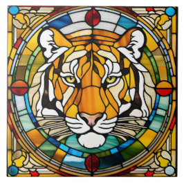 Azulejo decorativo de vidro colado Tiger