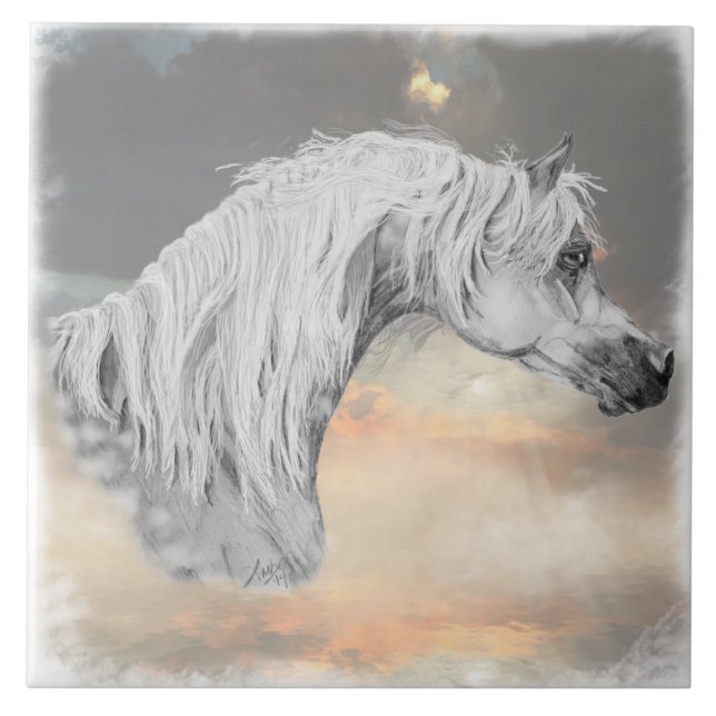 Azulejo Decorativo do Cavalo Árabe (Frente)