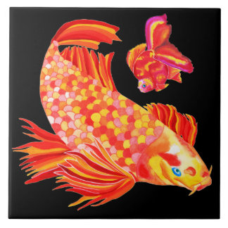 Azulejo decorativo do design do peixe dourado