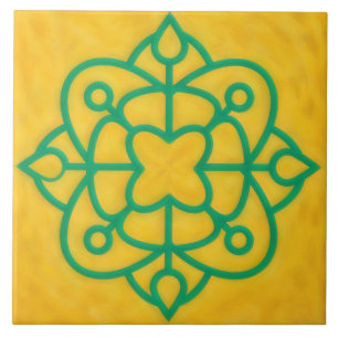 Azulejo Decorativo Estilo Celta Verde-azulado e Do