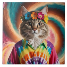 Azulejo Decorativo Flor Menina Gatinho Atraente