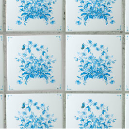 Azulejo Decorativo Inspirado em Toile de Flor de A
