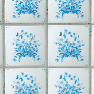 Azulejo Decorativo Inspirado em Toile de Flor de A