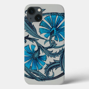 Azulejo decorativo rústico de arte floral azul vin