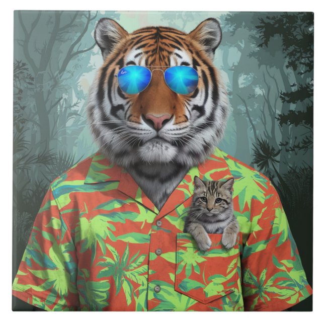 Azulejo Decorativo Tiger e Tabby (Frente)