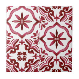Azulejo Decorativo Vermelho em Padrão Remendado