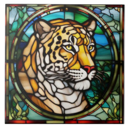 Azulejo Decorativo Vidro Pintado Leopardo