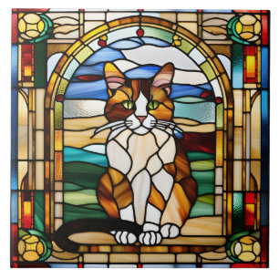Azulejo Decorrido De Vidro Calico Cat