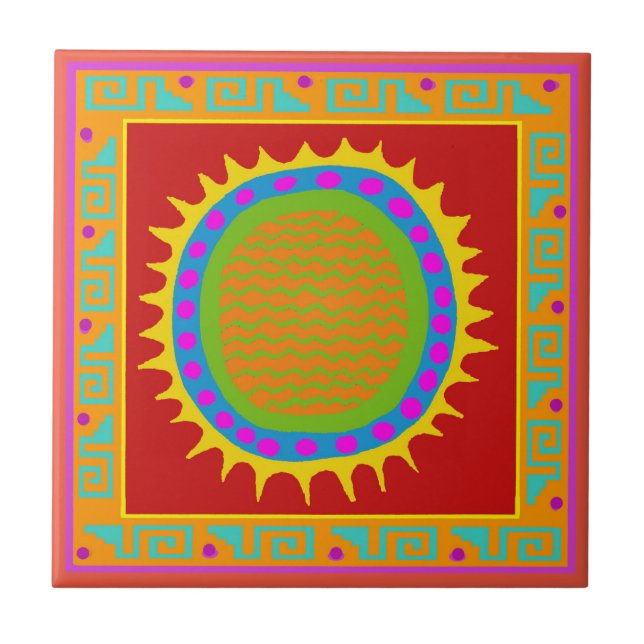 Azulejo Del Sol arizona - Cor-de-rosa azul amarelo (Frente)