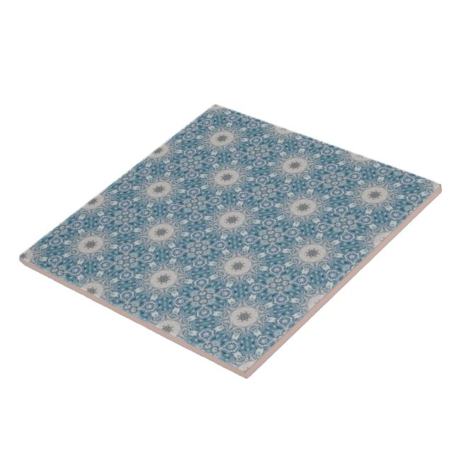 Azulejo Delft Azul Branco Cinza Padrão Caleidoscóp (Lateral)