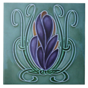 Azulejo -- Desenho Floral Roxo Art Nouveau