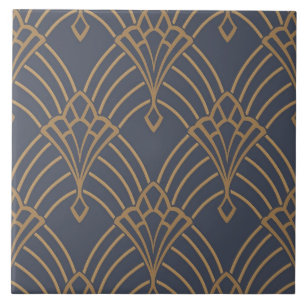 Azulejo - Design de Leque Art Deco Dourado