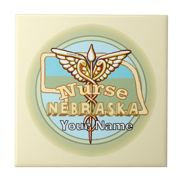 Azulejo do Caduceu da Enfermeira de Nebraska (Frente)