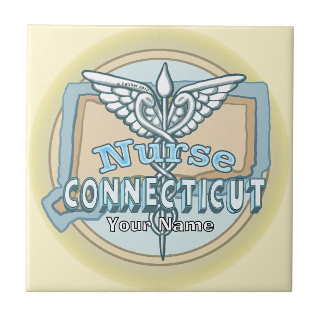 Azulejo do Caduceu de Enfermeira de Connecticut (Frente)