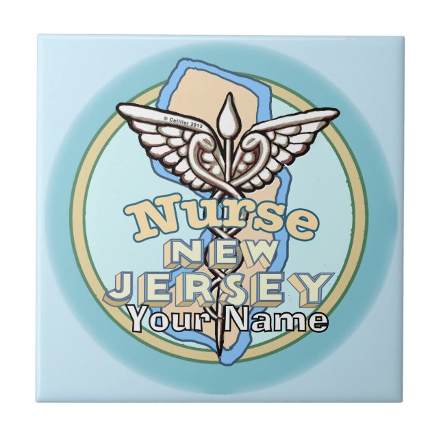 Azulejo do Caduceu de Enfermeira de Nova Jersey (Frente)
