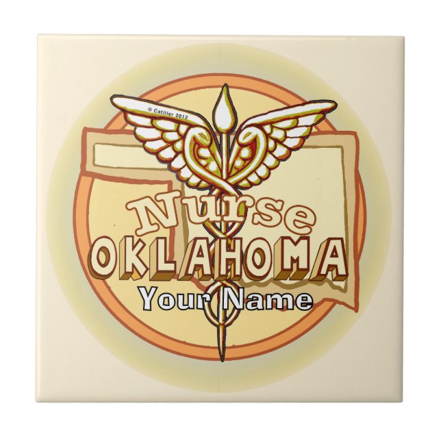 Azulejo do Caduceu de Enfermeira de Oklahoma (Frente)