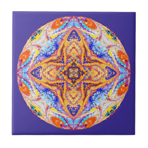 Azulejo do caleidoscópio no azul e no ouro