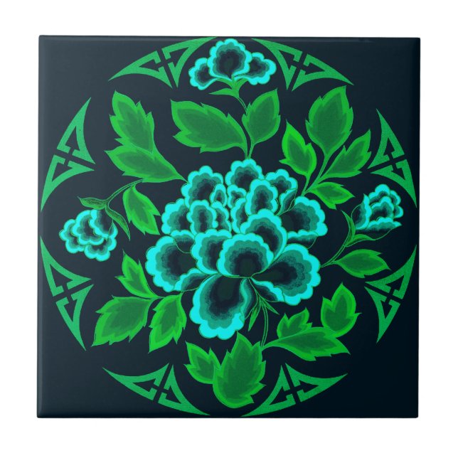 Azulejo do design floral do vintage (Frente)