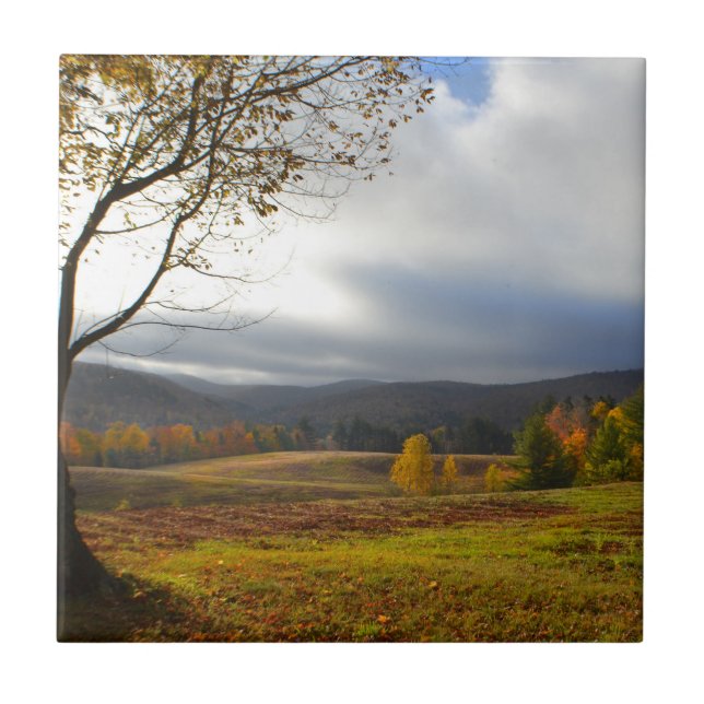 Azulejo do Dia de Queda de Vermont Cloudy (Frente)