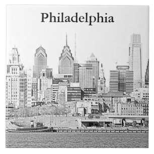 Azulejo do esboço da skyline de Philadelphfia