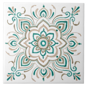 Azulejo do espanhol do vintage da cerceta