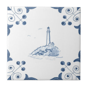 Azulejo do farol de Delft com cantos do rolo