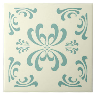 Azulejo do Flourish de Nouveau de turquesa