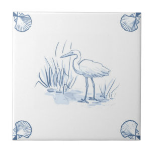 Azulejo do guindaste de Delft com cantos de Shell