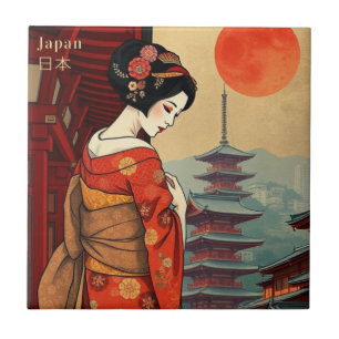 Azulejo do Japão geisha maiko decoração japonesa