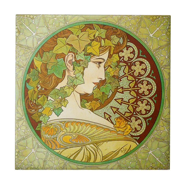 Azulejo do louro de Alphonse Mucha (Frente)