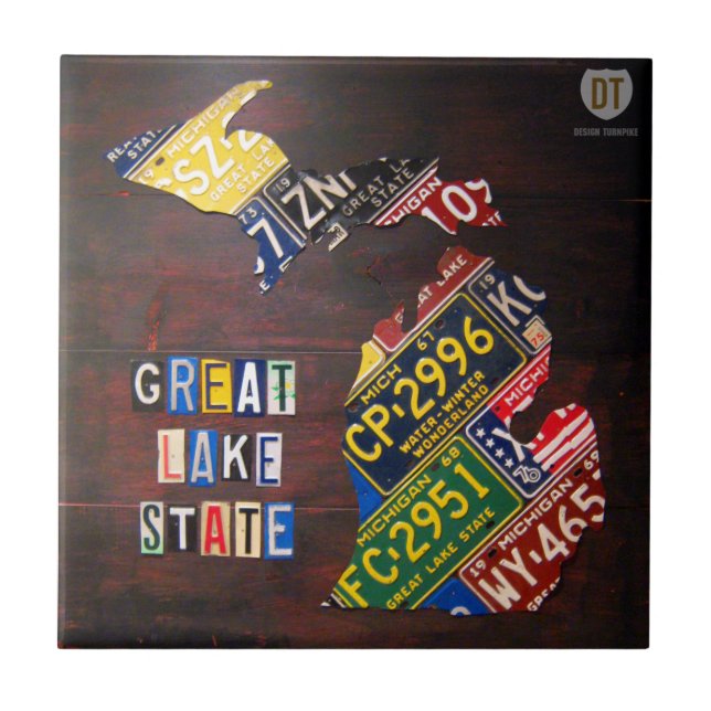 Azulejo do mapa da matrícula de Michigan (Frente)