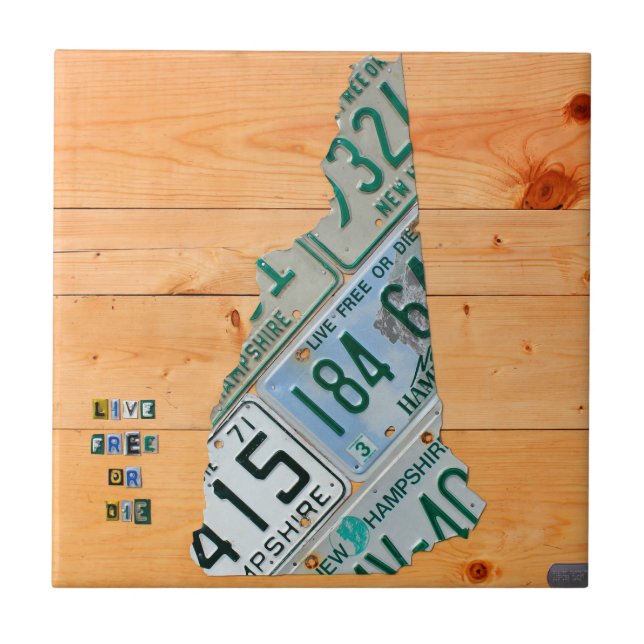 Azulejo do mapa da matrícula de New Hampshire (Frente)