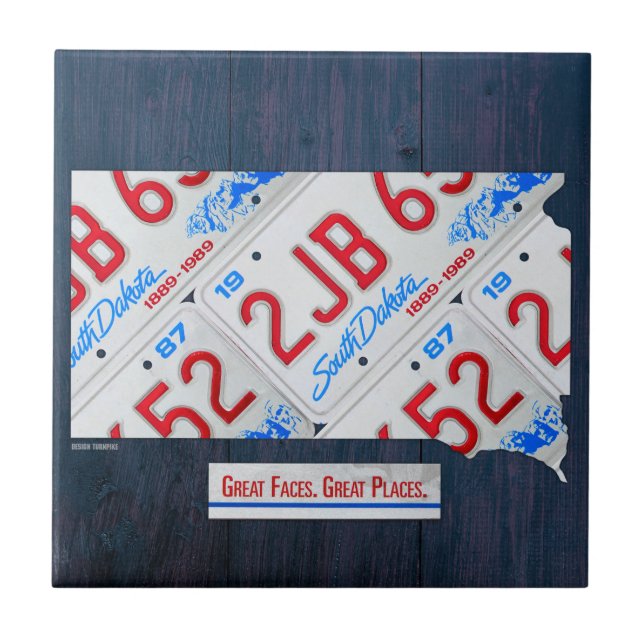 Azulejo do mapa da matrícula de South Dakota (Frente)