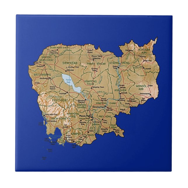 Azulejo do mapa de Cambodia (Frente)