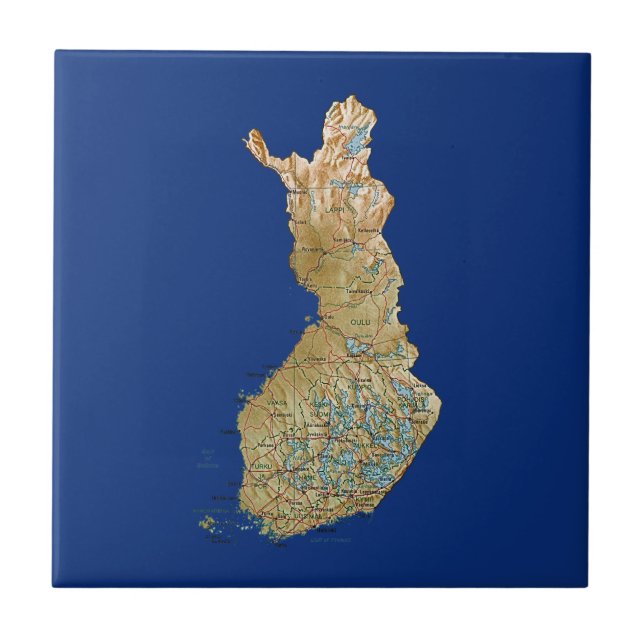 Azulejo do mapa de Finlandia (Frente)