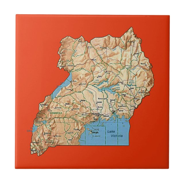 Azulejo do mapa de Uganda (Frente)