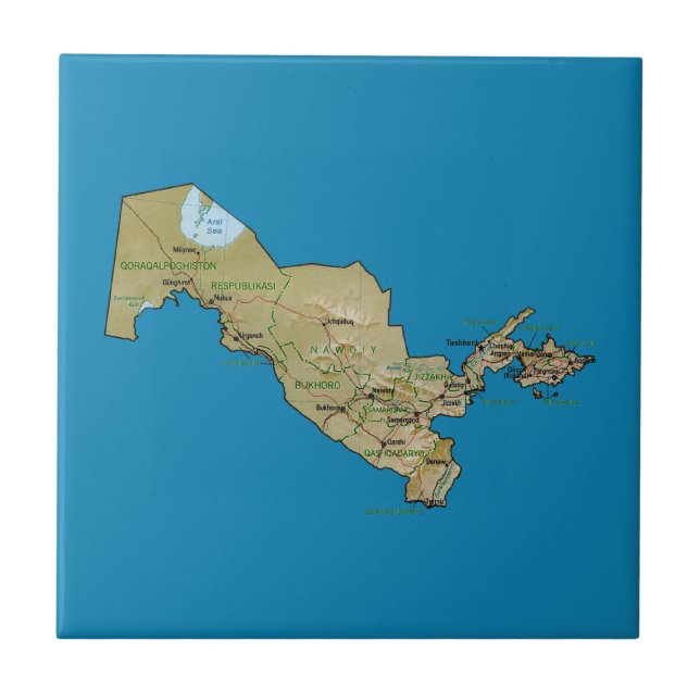 Azulejo do mapa de Uzbekistan (Frente)