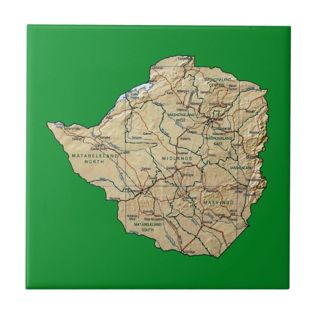Azulejo do mapa de Zimbabwe (Frente)