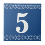 Azulejo do número da casa vitoriana<br><div class="desc">Azulejo do número da casa vitoriana - Azul em branco com a borda da impressora</div>