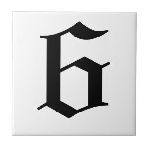 Azulejo do Número Gótico - Preto em Branco