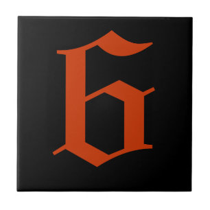 Azulejo do Número Gótico - Vermelho em Preto